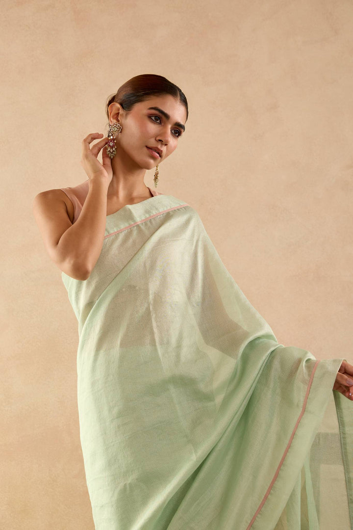 Old Mint Chanderi Stripe Saree
