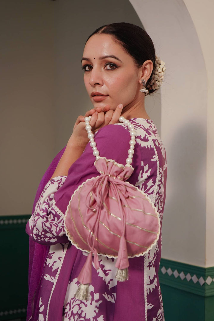 Lilac Pearl Potli Bag