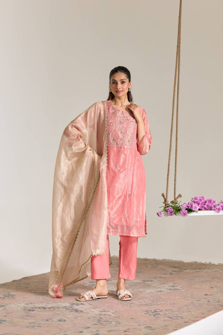 Blossom Pink Kota Tissue Dupatta