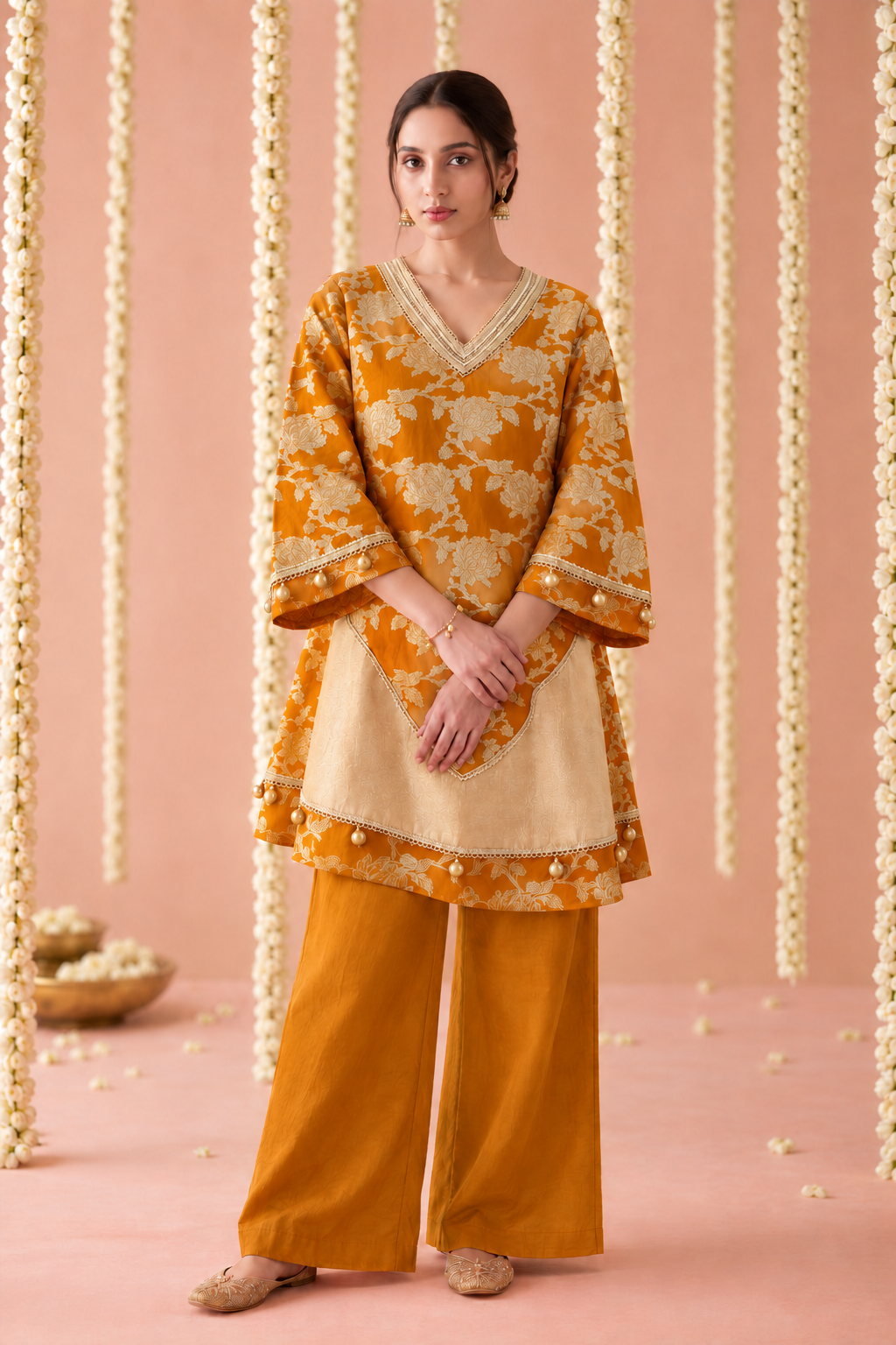 Amber Jaal Chanderi Brocade Kurta Set - Set of 2