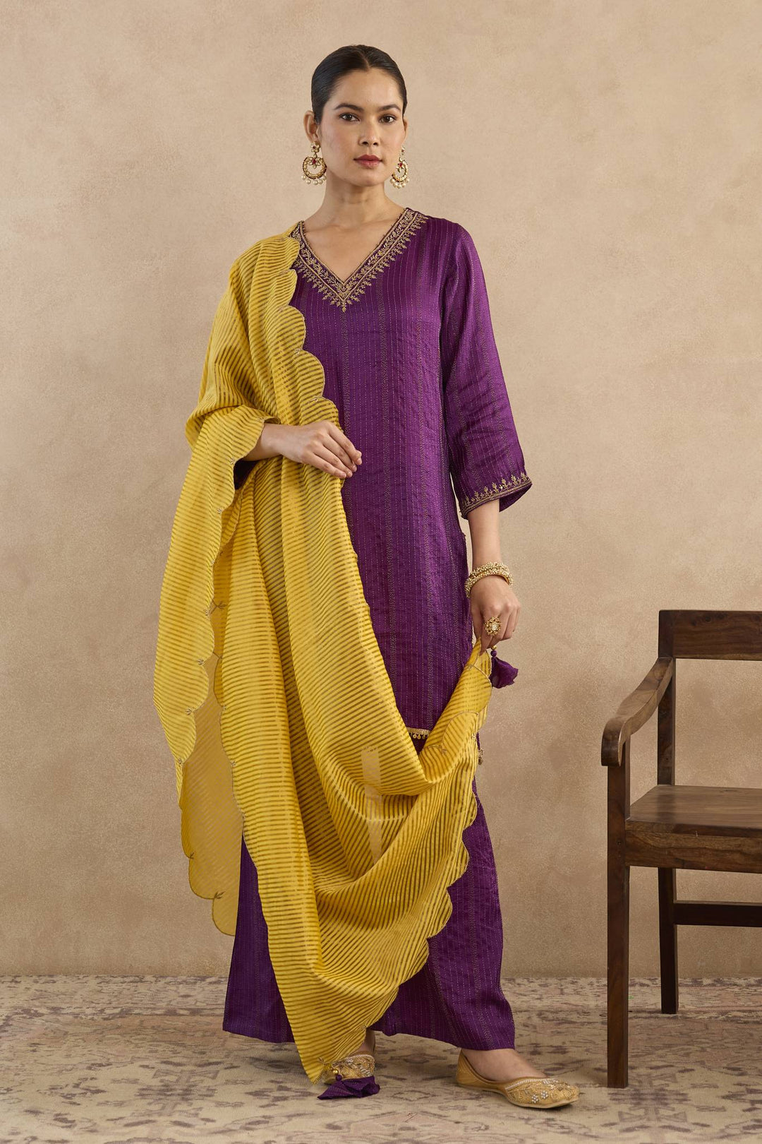 Royal Yellow Scalllop Dupatta