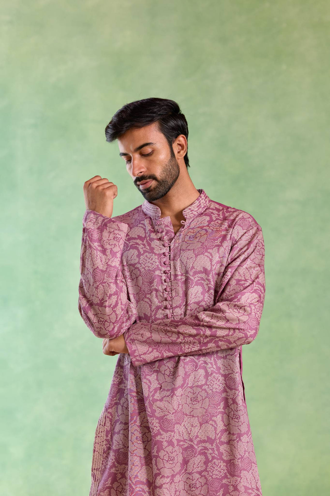 Mauve Orchid Embroidered Kurta with Narrow Pants
