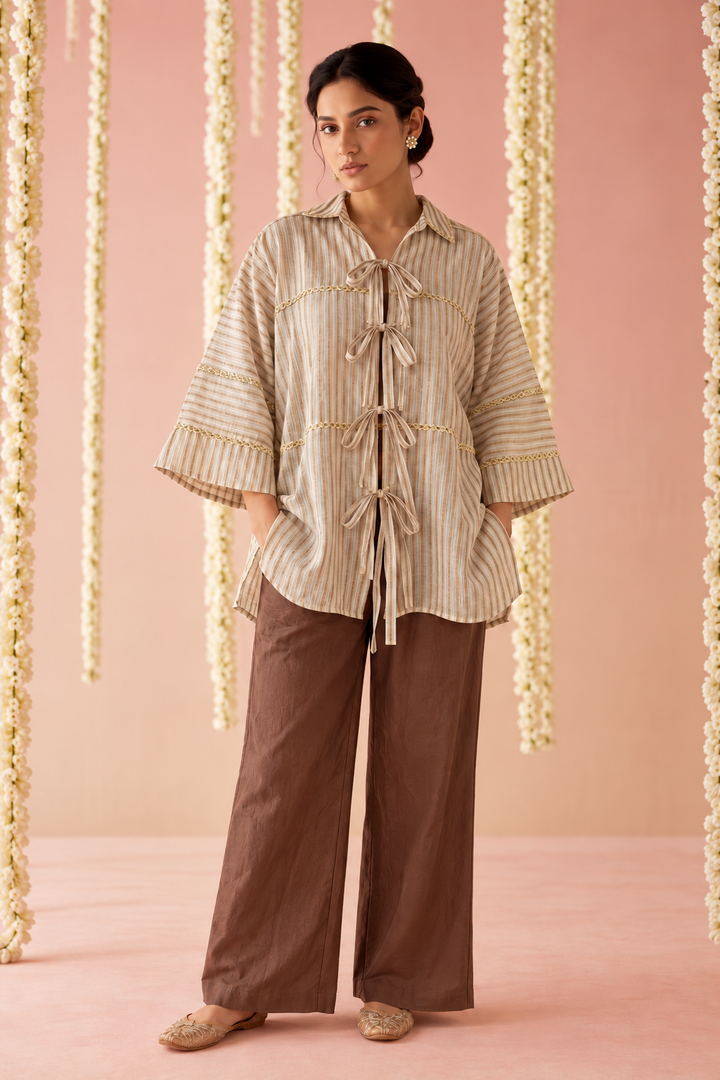 Ivory Gota Tie-up Co-ord Set - Set of 2