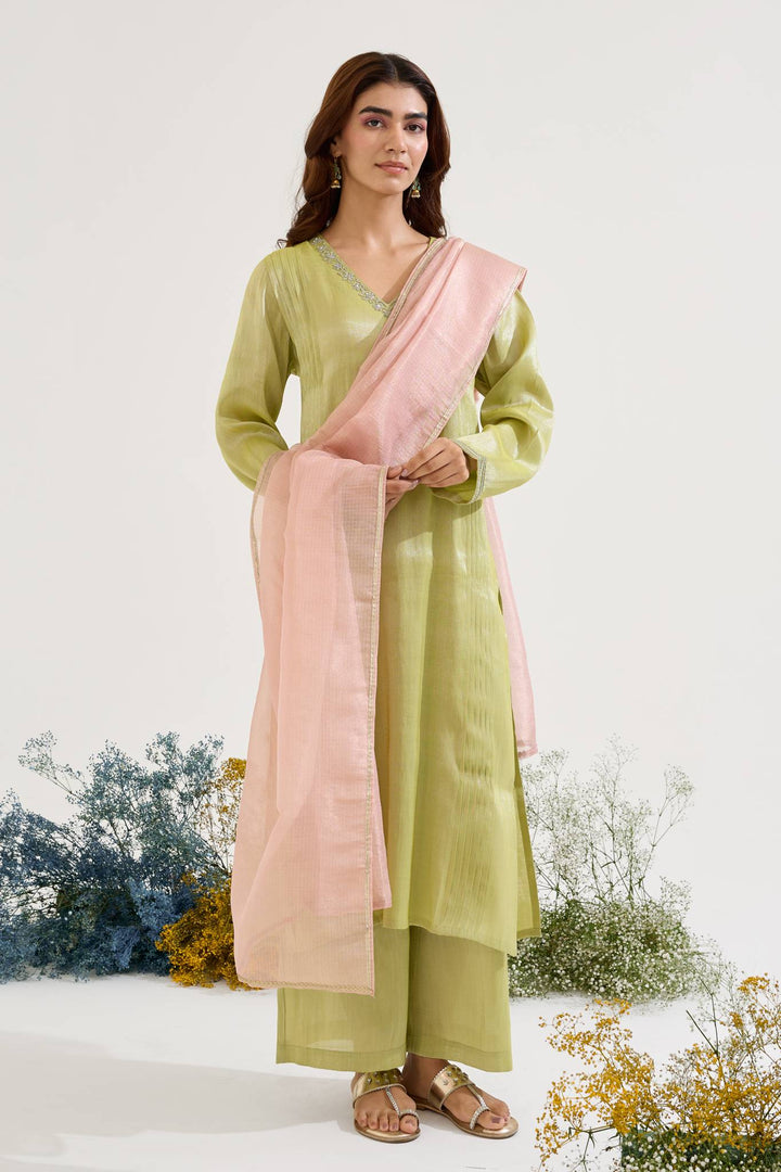 Rose Lime Dori Dupatta