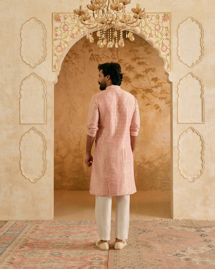 Peach Zari Brocade Kurta