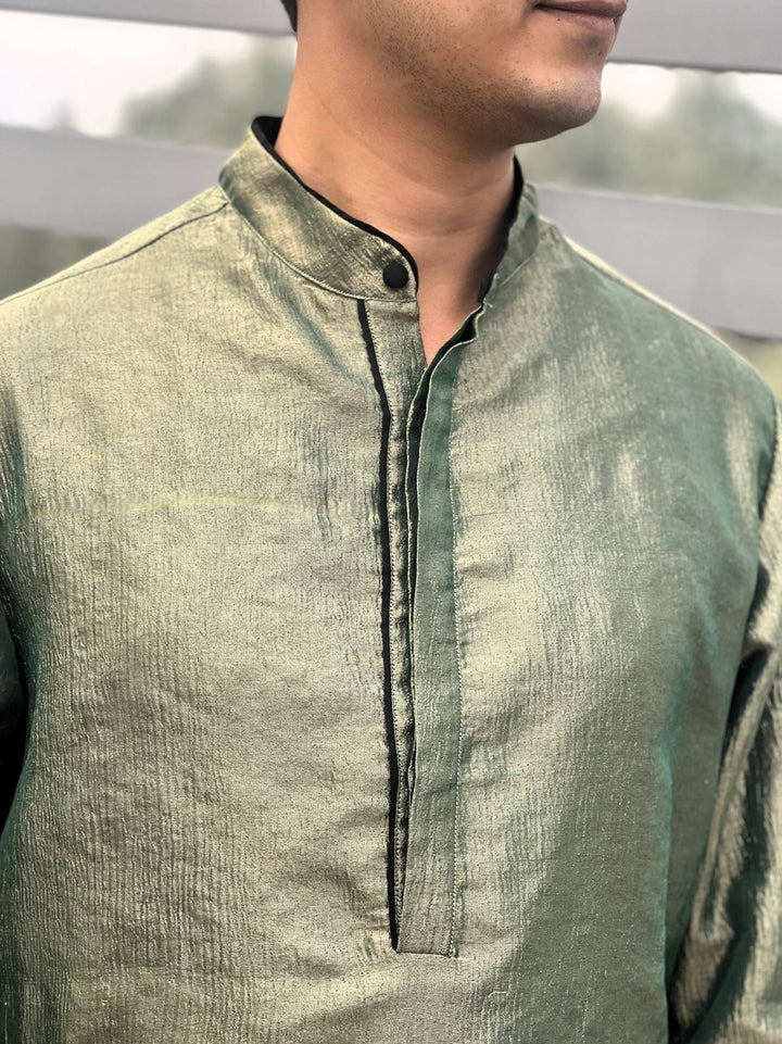 Jade Green Crush Tissue Kurta