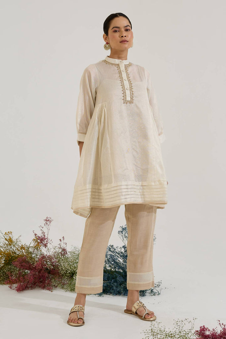 Gold Dori Chanderi Stripe Co-ord Set