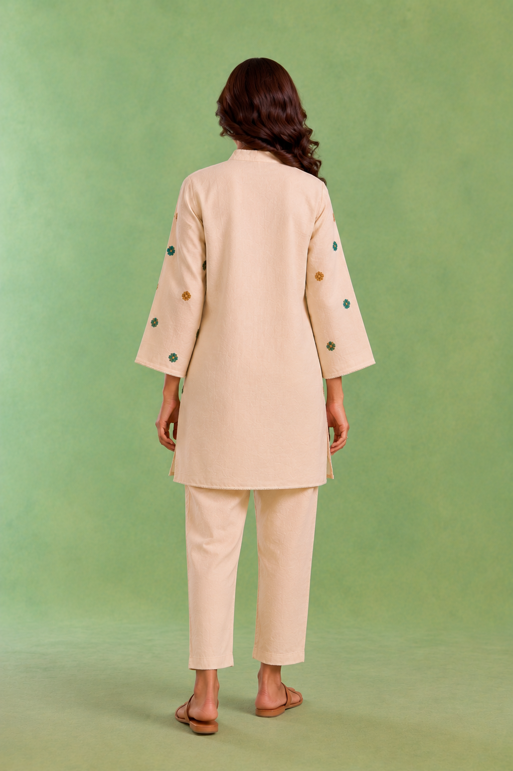Ivory Flora Embroidered Handloom Cotton Co-ord Set