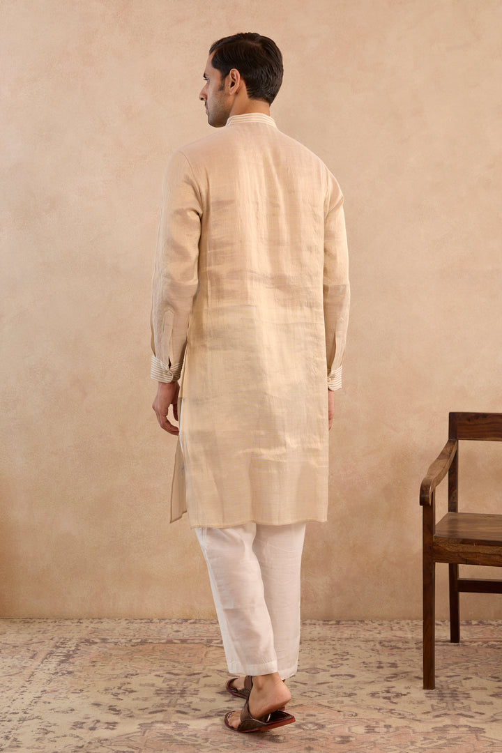 Gold Buta Embroidered Tissue Kurta