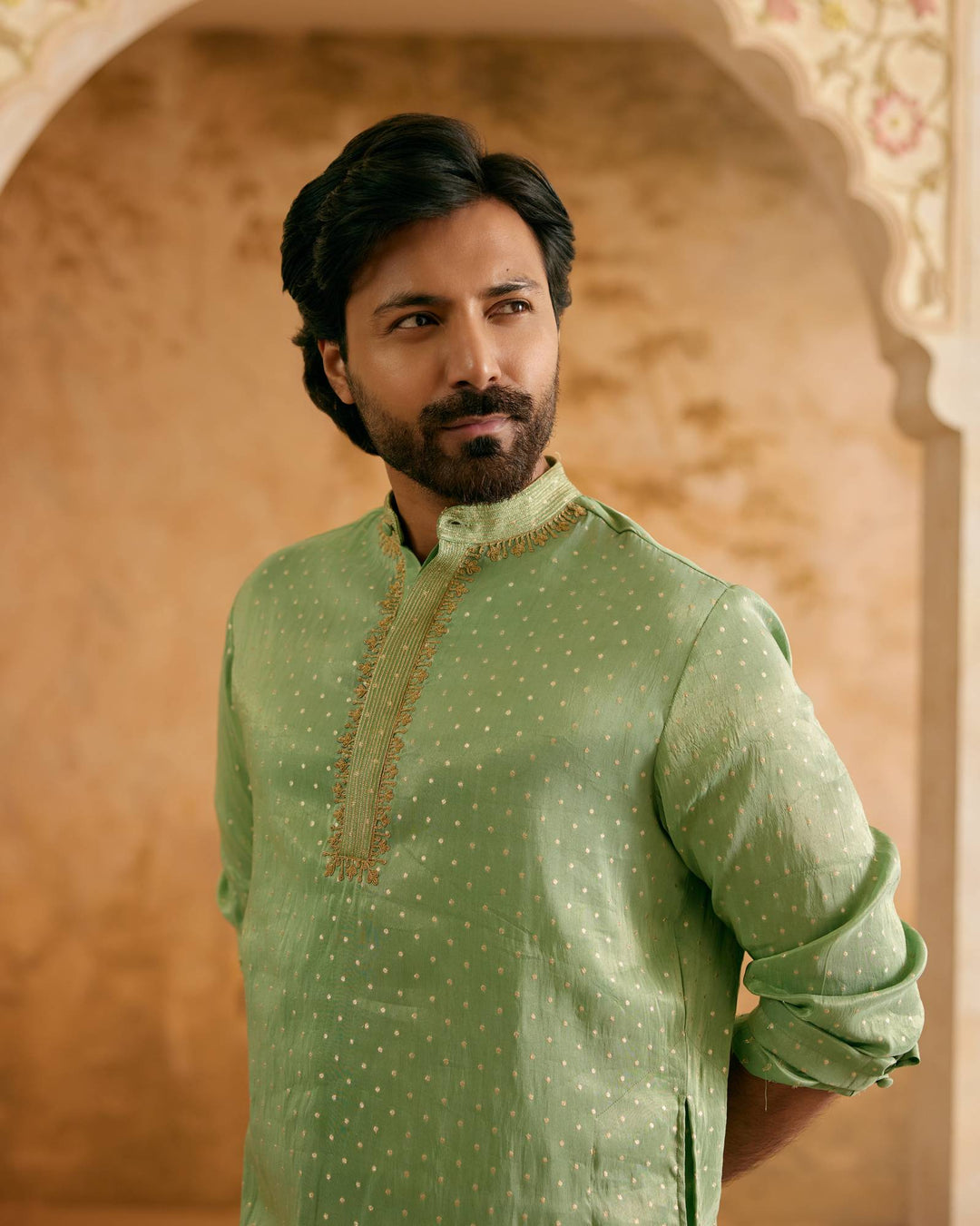 Sage Dori Brocade Kurta