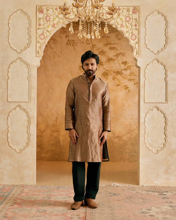 Bronze Crush Tissue Kurta