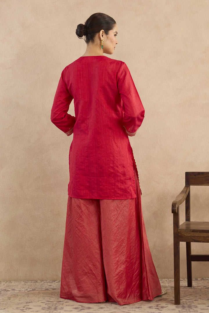 Red Charm Kurta with Sharara - Set of 2