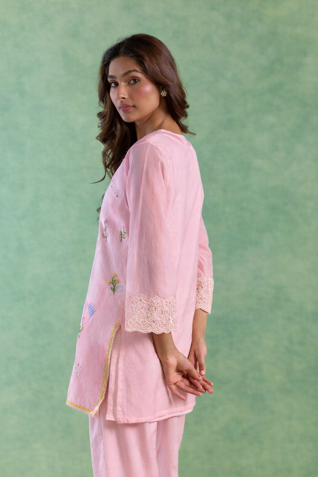 Pink Spring Embroidered Co-ord Set