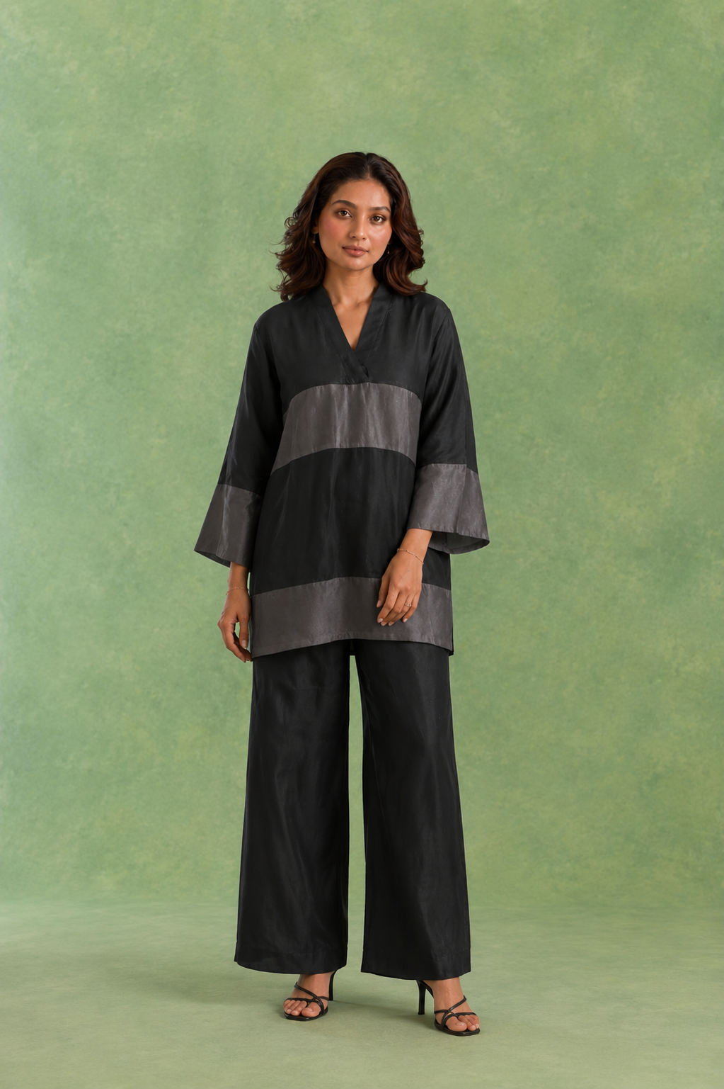 Black Panel Chanderi Top