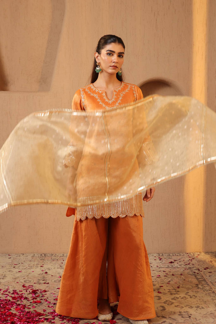 Amber Gold Scallop Gota Dupatta