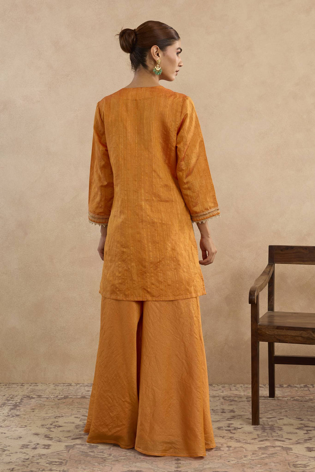 Amber Charm Kurta with Sharara and Tissue Dupatta - Set of 3