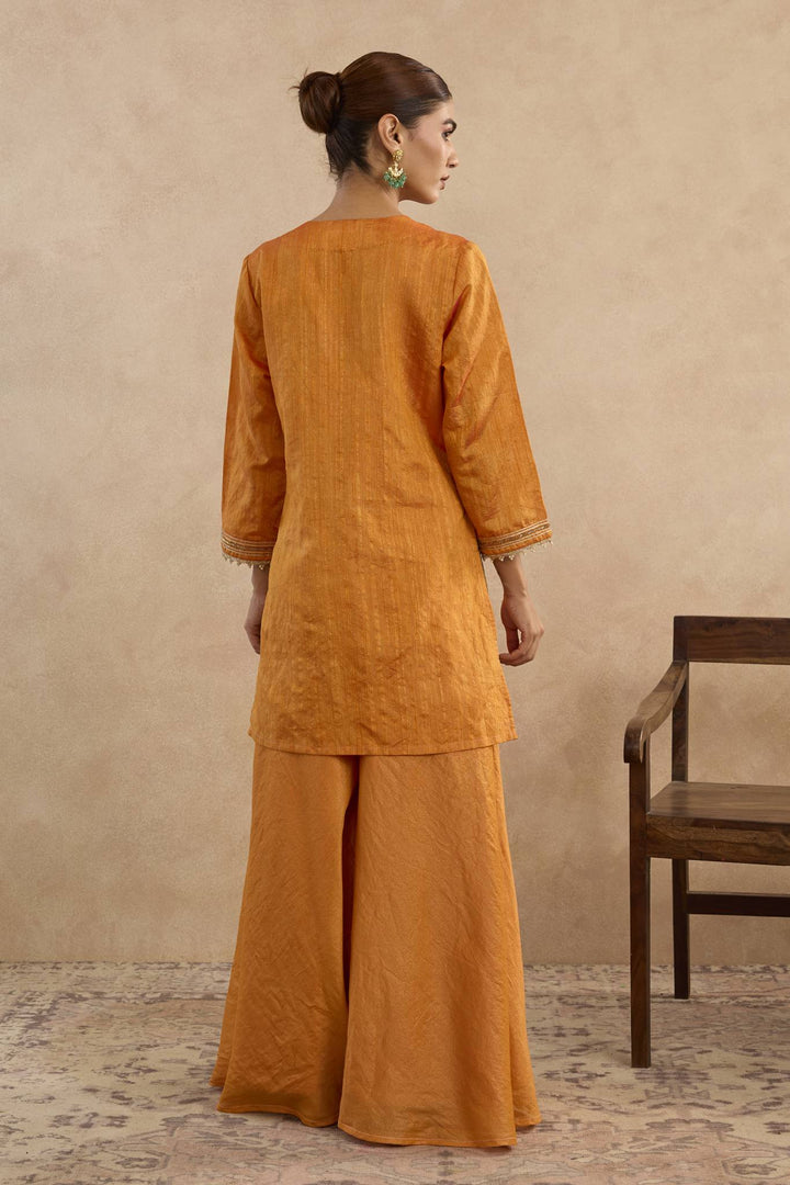 Amber Charm Kurta with Sharara and Tissue Dupatta - Set of 3
