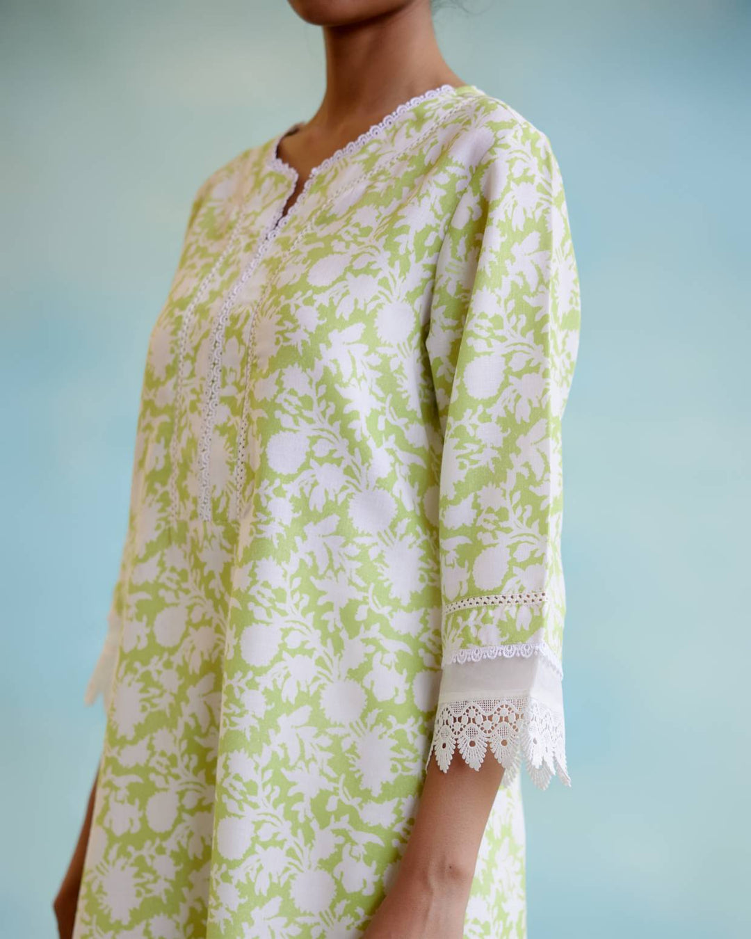 green cotton kurta