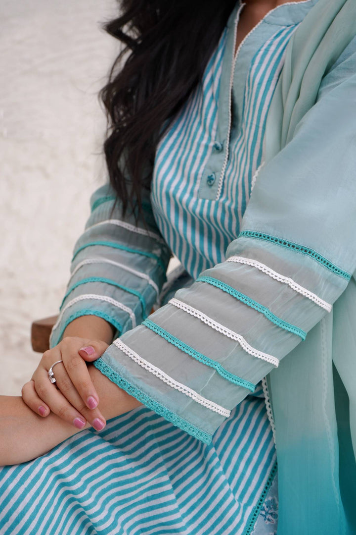 Aqua Stripe Kurta