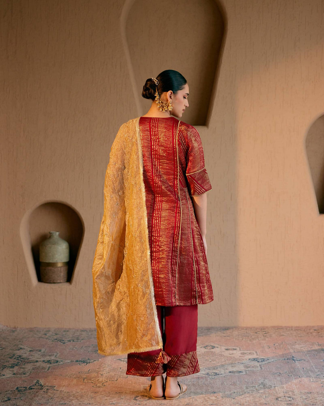 Royal Red Gold Embroidered Dupatta