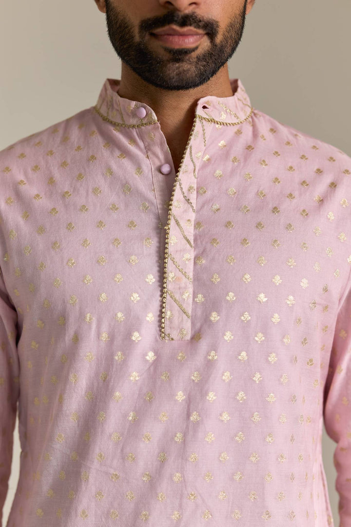 Pink Buta Brocade Embroidered Kurta