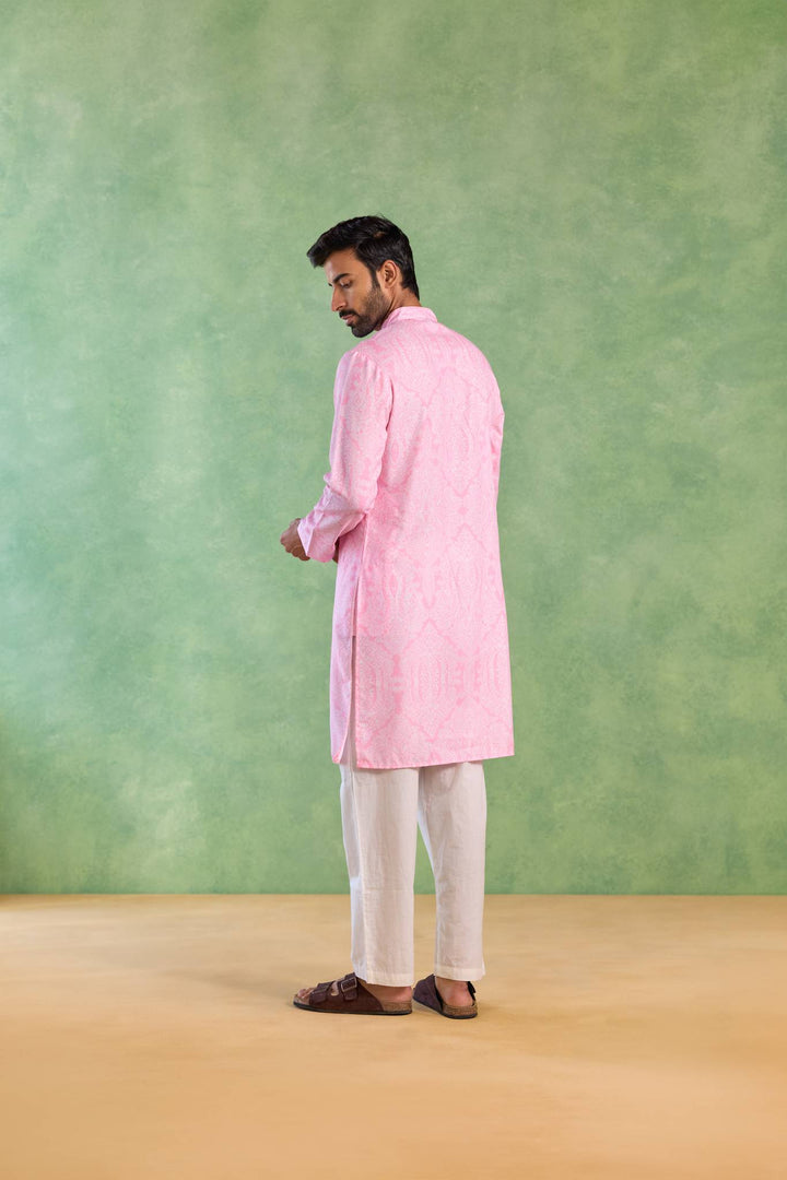 Pink Petal Yoke Kurta with Narrow Pants