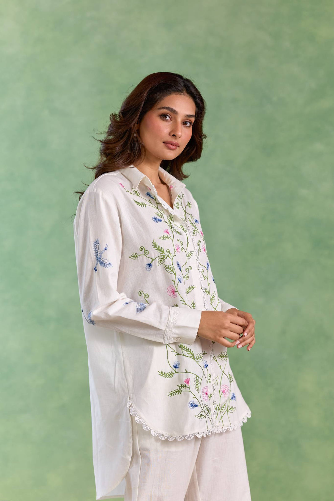White Floral Embroidered Top