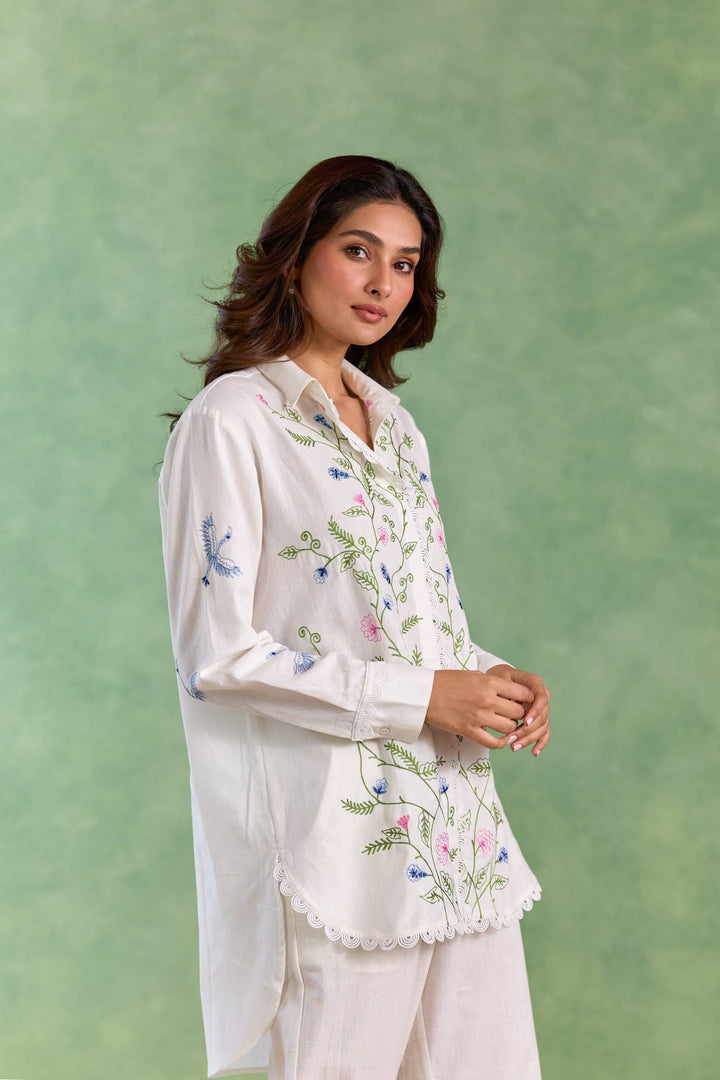White Floral Embroidered Top