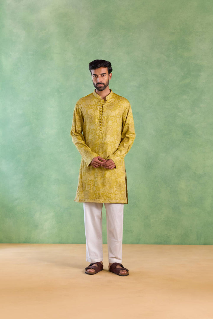 Olive Orchid Embroidered Kurta
