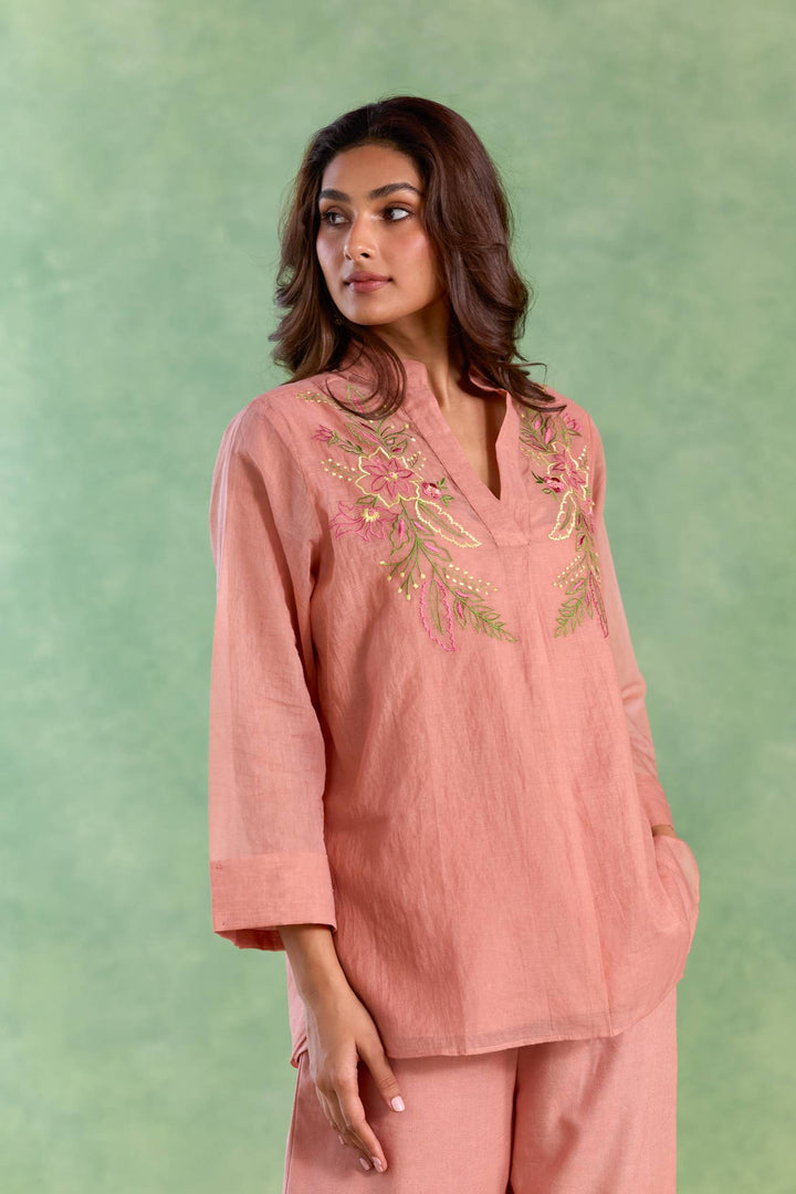 Old Lotus Embroidered Top