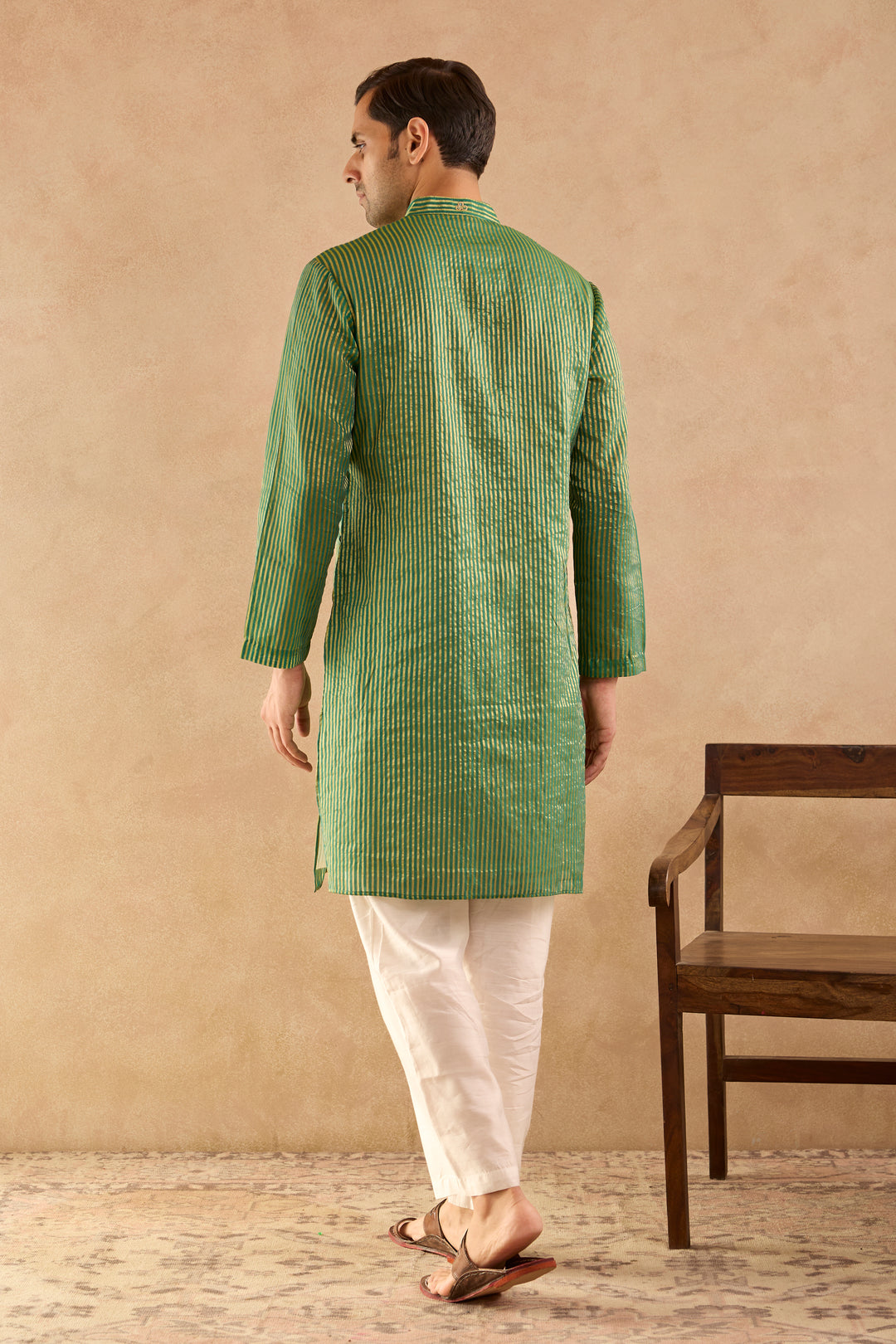 Emerald Lily Chanderi Stripe Kurta