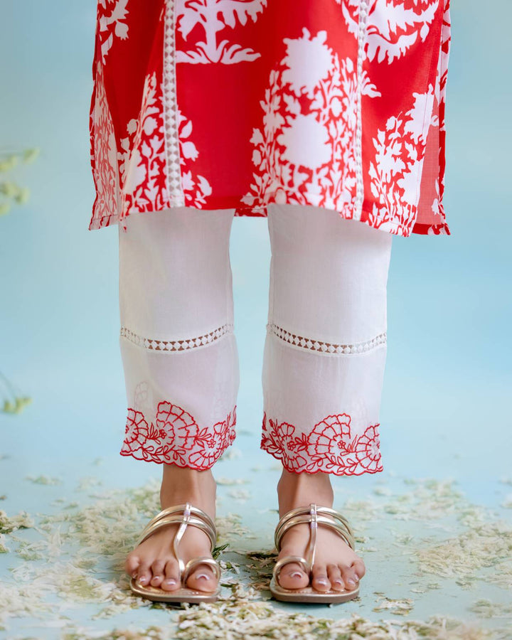 Hibiscus Floral Kurta with Narrow Pants Media 1 of 5