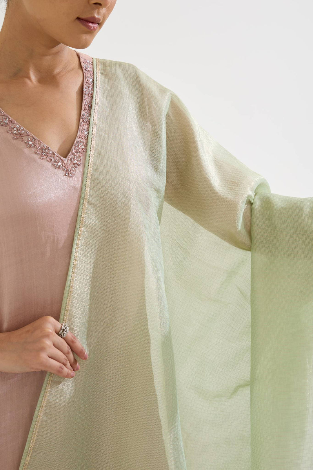 Mint Rose Dori Dupatta