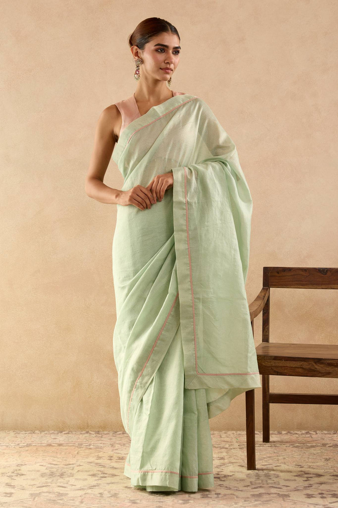 Old Mint Chanderi Stripe Saree