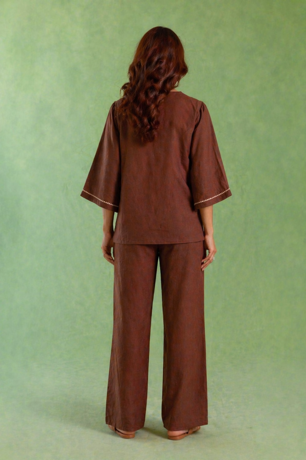Brown Dori Handloom Linen Co-ord Set