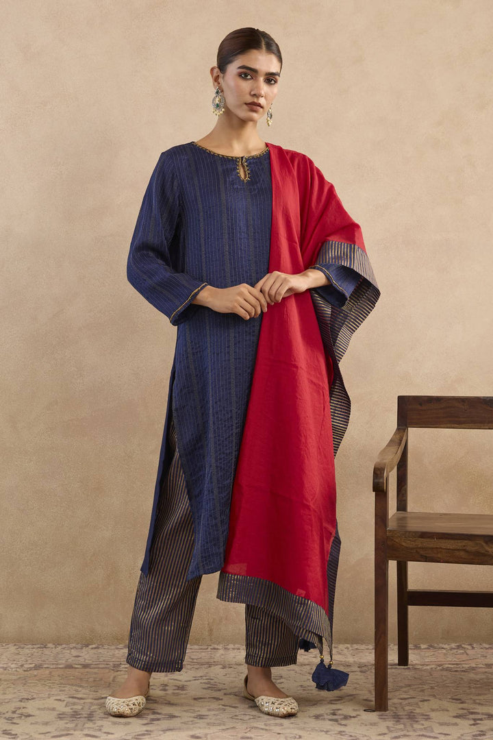 Navy Rose Chanderi Dupatta