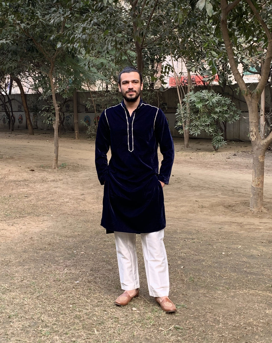 Old Navy Embroidered Velvet Kurta