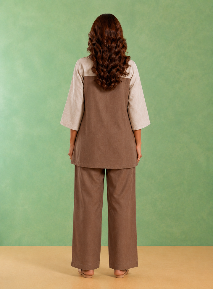 Khaaki Panel Handloom Cotton Top