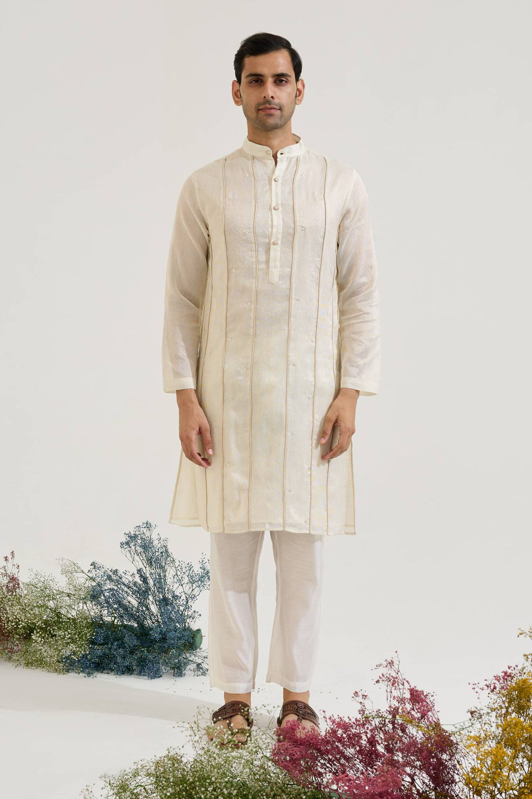 White Zari Charm Kurta
