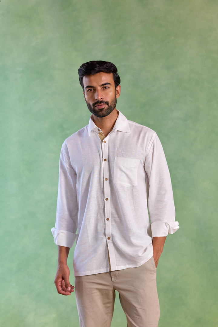 White Handloom Linen Shirt