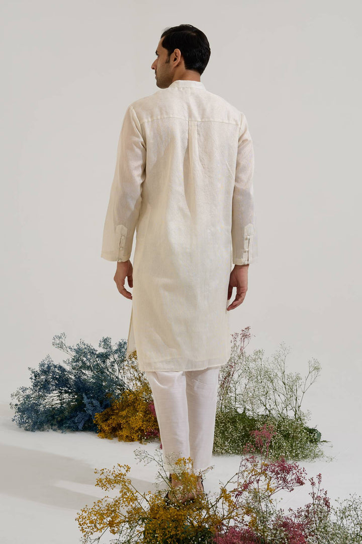 Ivory Buta Chanderi Stripe Kurta