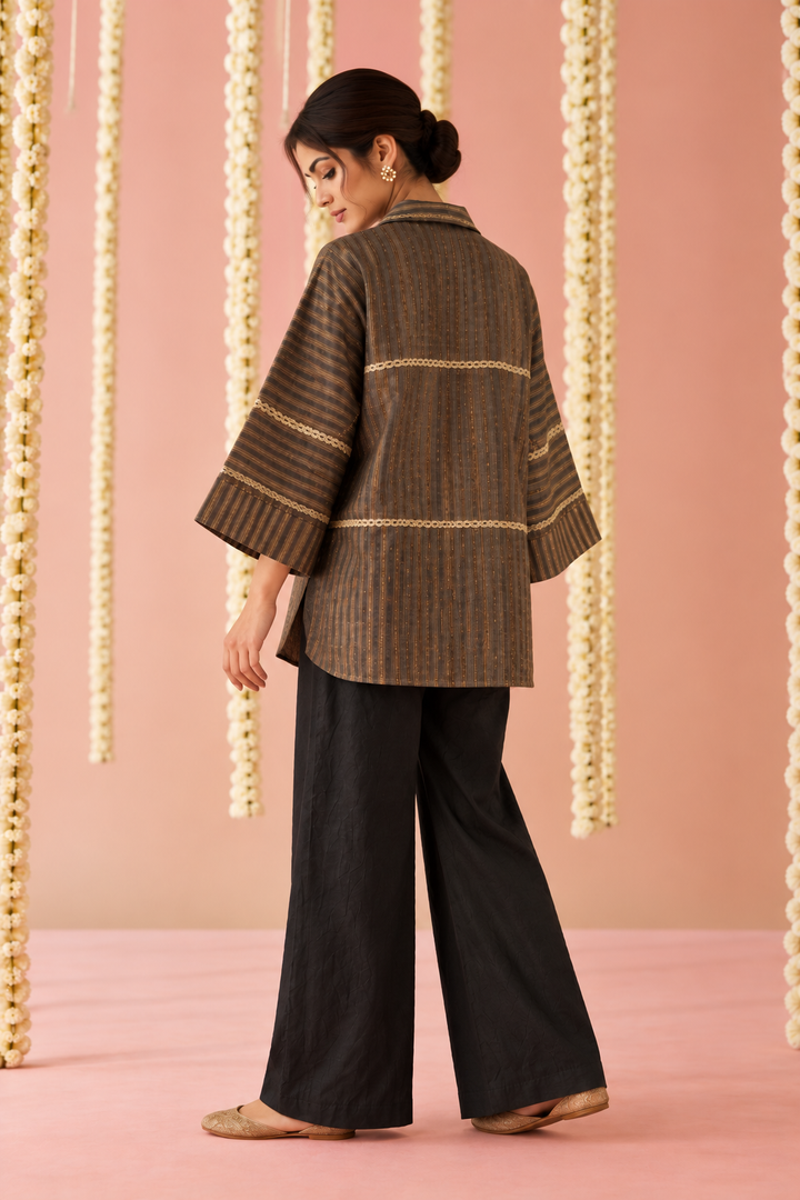 Black Gota Tie-up Co-ord Set - Set of 2