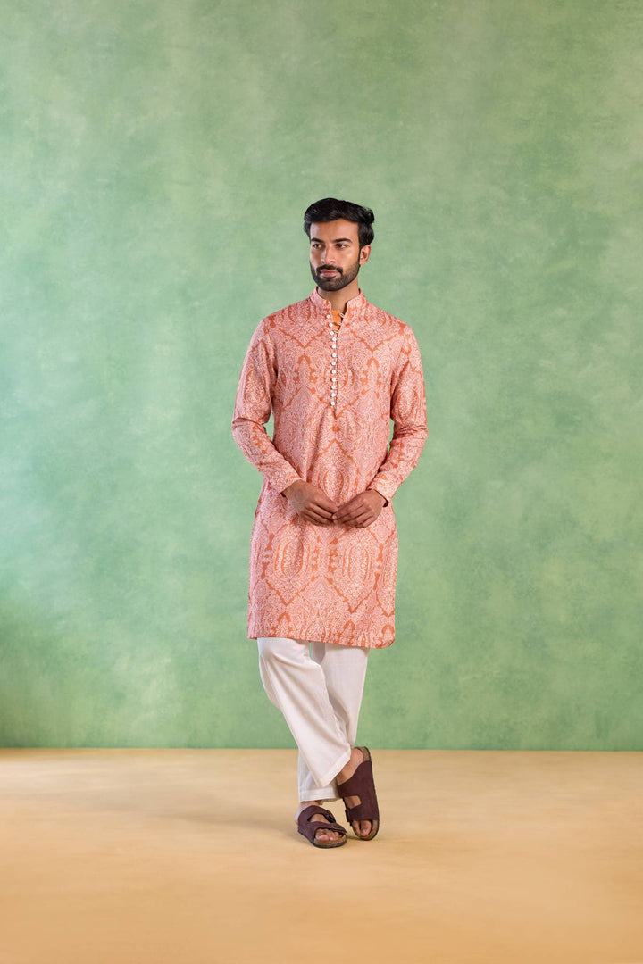 Rustic Jaal Loopi Kurta with Narrow Pants