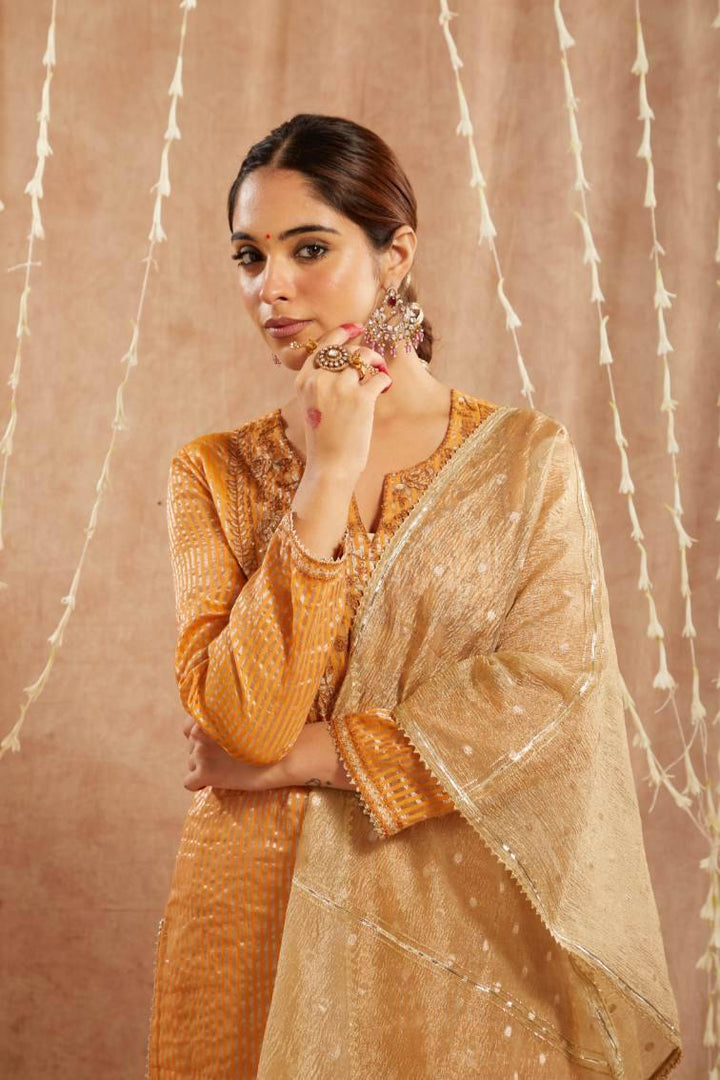 Orange Glory Embroidered Kurta with Narrow Pants