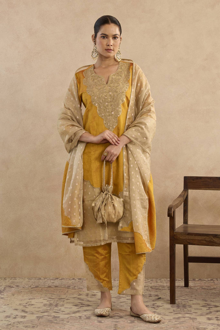 Mustard Gold Embroidered Dupatta