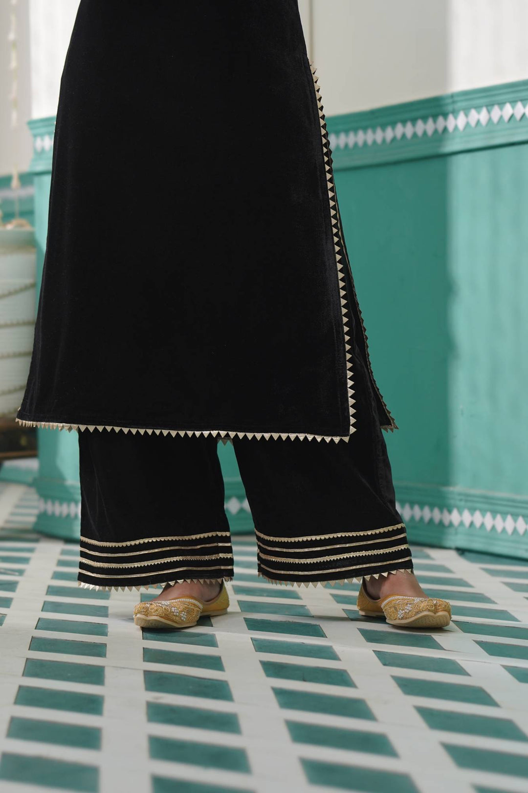 Black Velvet Kurta Set