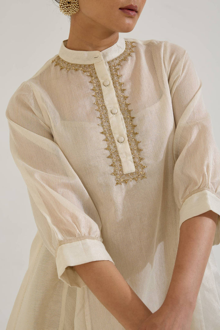 Gold Dori Chanderi Stripe Co-ord Set