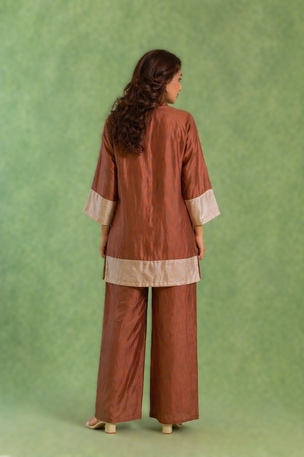 Brown Panel Chanderi Top