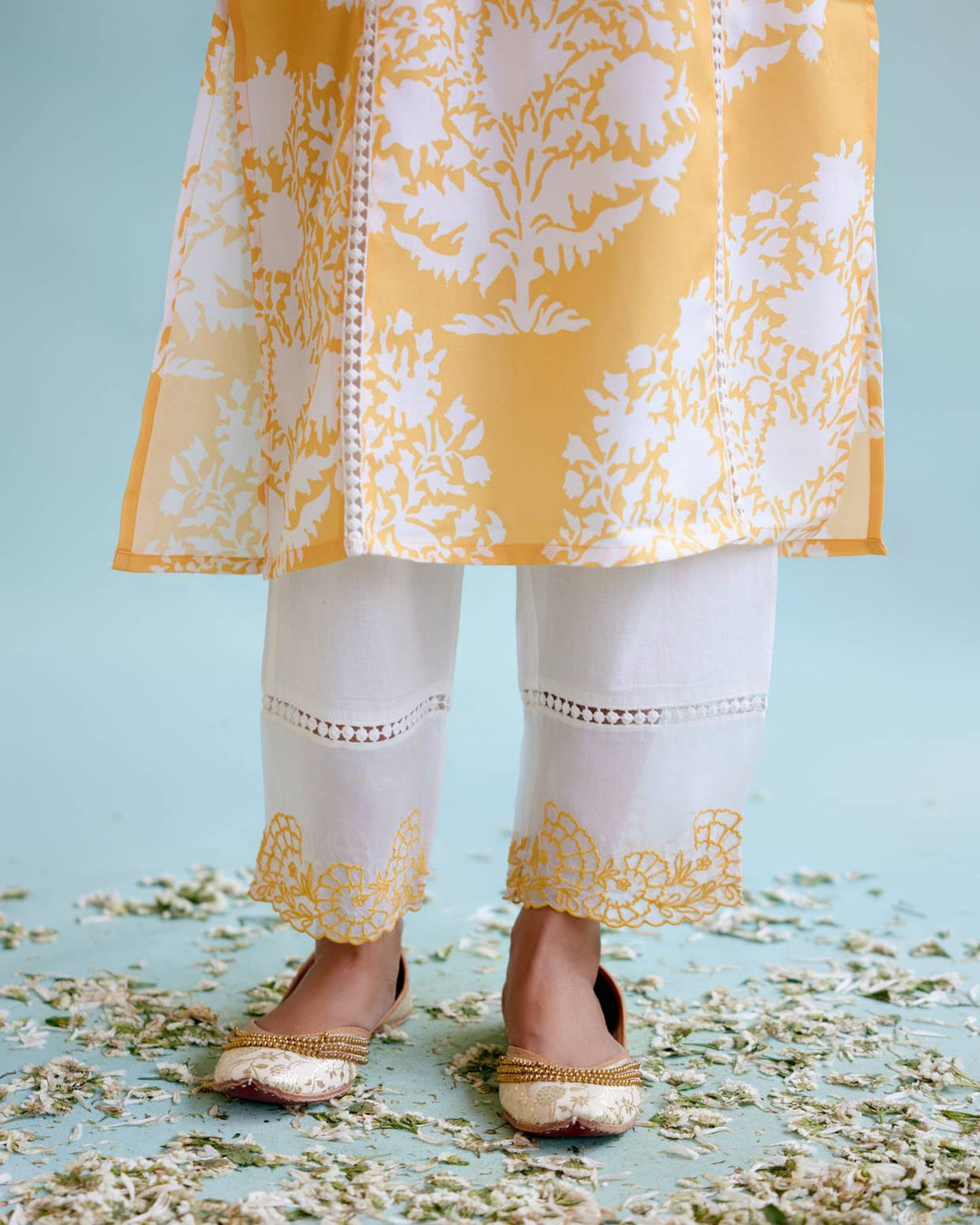 Daisy Yellow Kurta with Narrow Pants