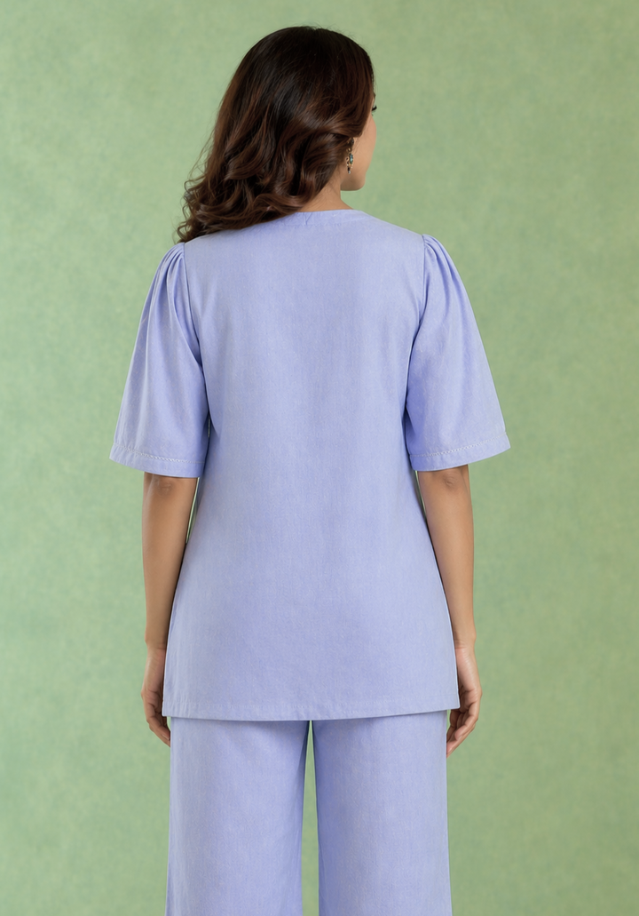Blue Pearl Handloom Linen Top